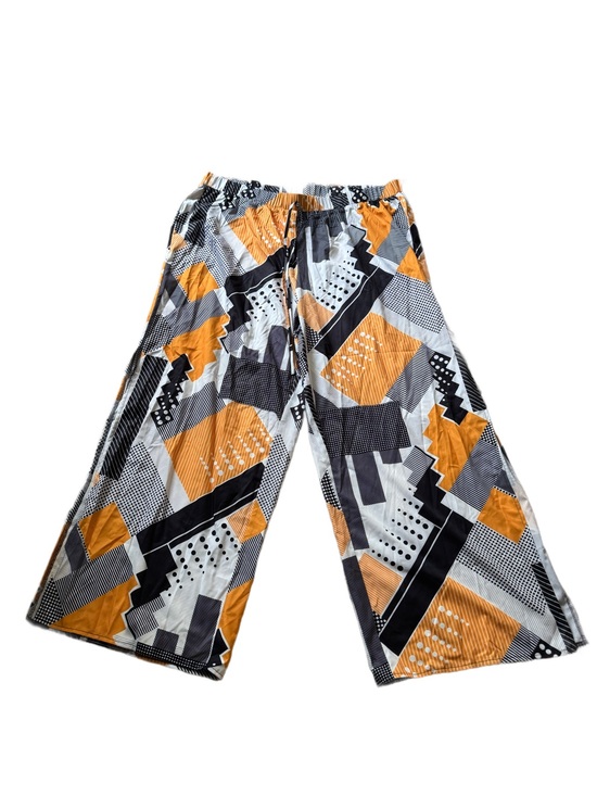 SHEIN Pants - SHEIN Geometric Wide Leg Women’s Pants in Mustard, Black & White